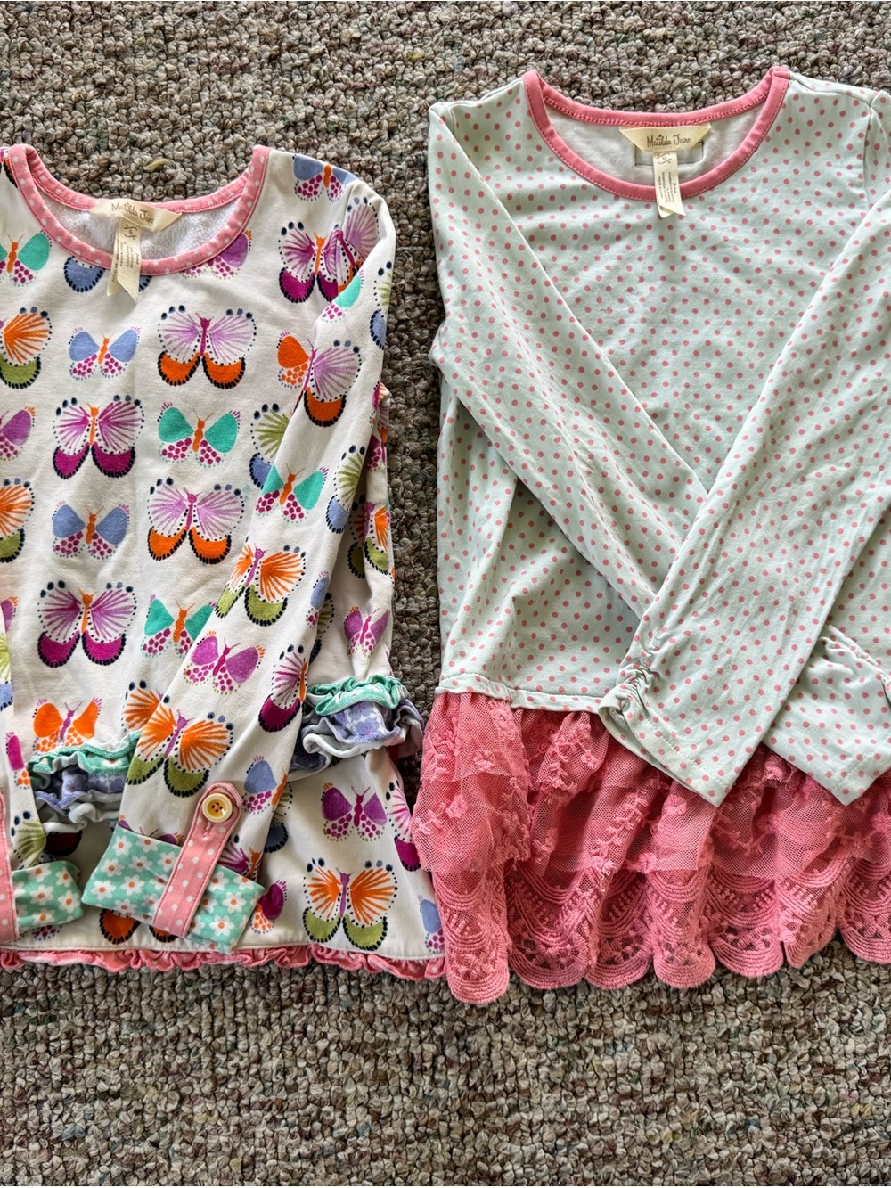 Matilda Jane Girls' Pink Butterfly & Polka Dot Sleepwear Tops